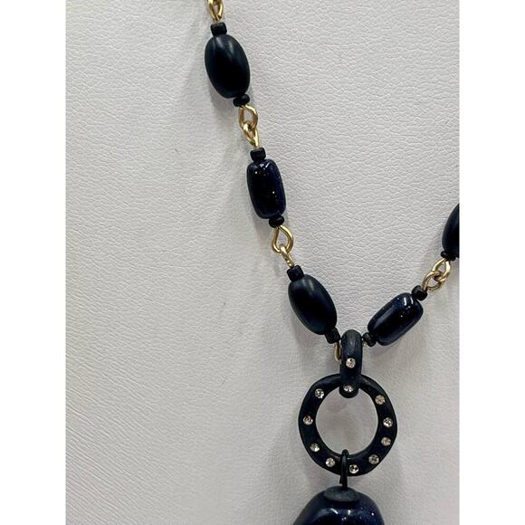 Sigrid Olsen Signed‎ Dark Blue Glittery Stone Fashion Statement Necklace - Picture 5 of 11